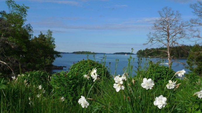 Villa Salmela sijaitsee Helsingissä upealla paikalla meren rannalla.
