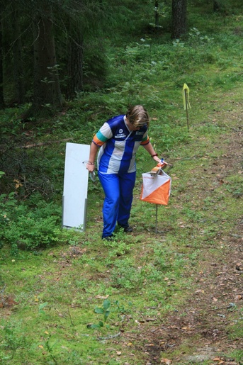 Kuva 3: Anne Hannukainen leimaa maalissa