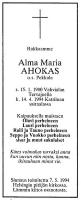 Ahokas Alma, os. Pekkala