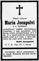 Joenpolvi Maria, os. Sipiläinen