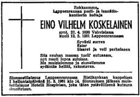 Koskelainen Eino Vilhelm