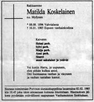 Koskelainen Matilda os. Myllynen