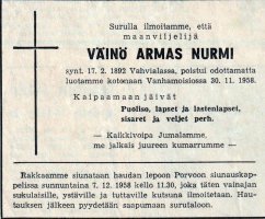 Nurmi Väinö Armas