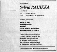 Rahikka Sylvia