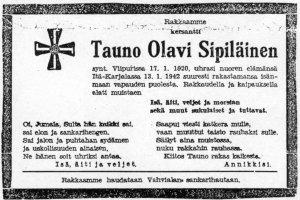 Sipiläinen Tauno Olavi, Kintere