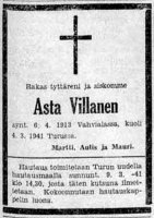 Villanen Asta