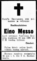 Eino Messon kuolinilmoitus