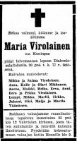 Marian kuolinilmoitus 1936