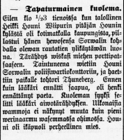 Riihimäen isännän tapaturmainen kuolema 1907