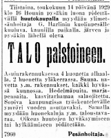 Harlinin kuoleman jälkeinen huutokauppa 1929