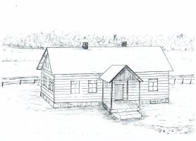 Kuvassa Kuuselan talon piirros (piirtänyt Esko Sollo).